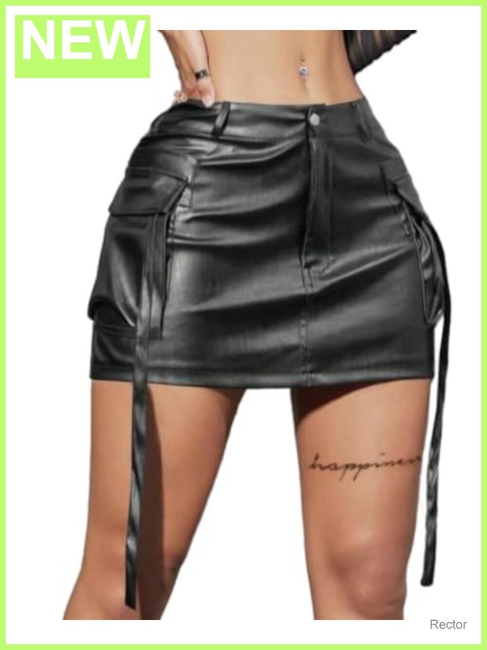 Faux Leather Skorts Double Slit Mini Skirt High Waisted